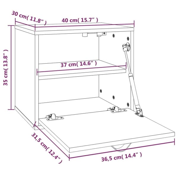 vidaXL vægskab 40x30x35 cm massivt fyrretræ
