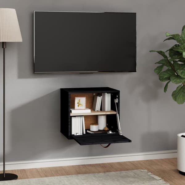vidaXL vægskab 40x30x35 cm massivt fyrretræ sort