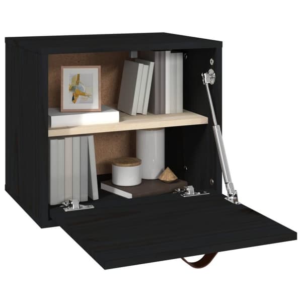 vidaXL vægskab 40x30x35 cm massivt fyrretræ sort