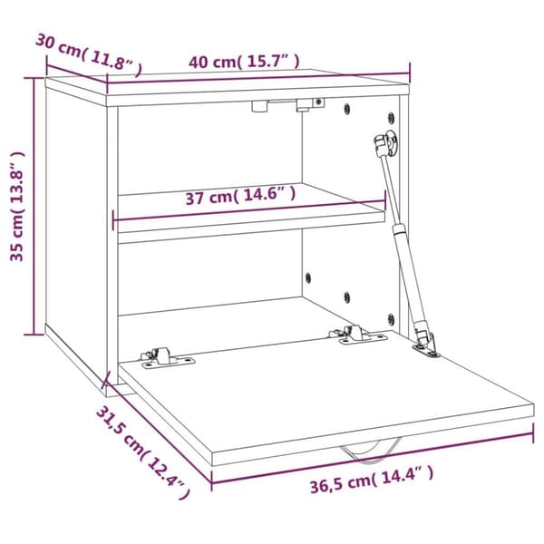 vidaXL vægskab 40x30x35 cm massivt fyrretræ sort