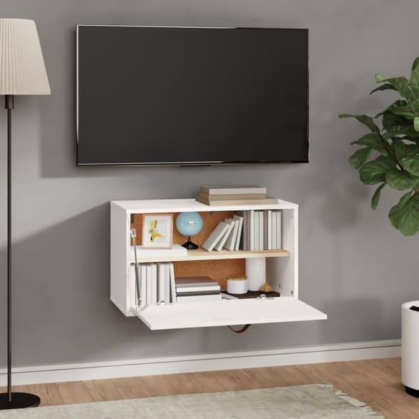 vidaXL vægskab 60x30x35 cm massivt fyrretræ hvid