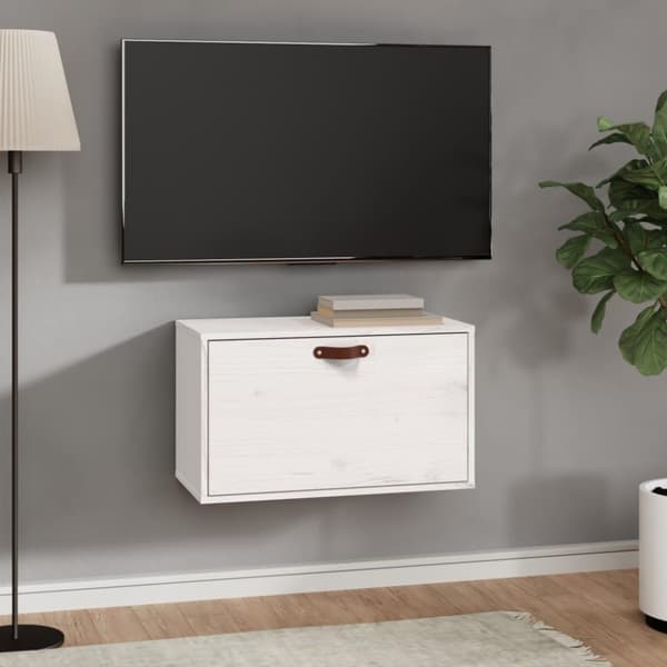 vidaXL vægskab 60x30x35 cm massivt fyrretræ hvid