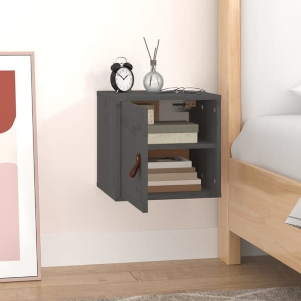 vidaXL vægskab 31,5x30x30 cm massivt fyrretræ grå