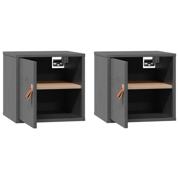 vidaXL vægskabe 2 stk. 31,5x30x30 cm massivt fyrretræ grå