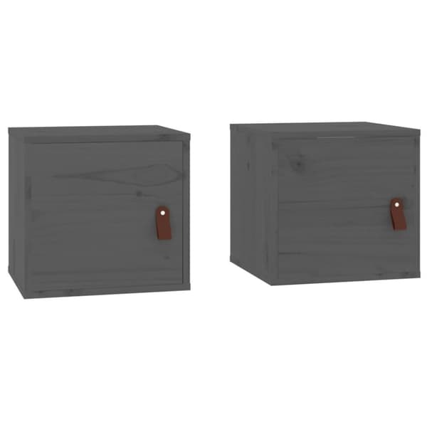 vidaXL vægskabe 2 stk. 31,5x30x30 cm massivt fyrretræ grå