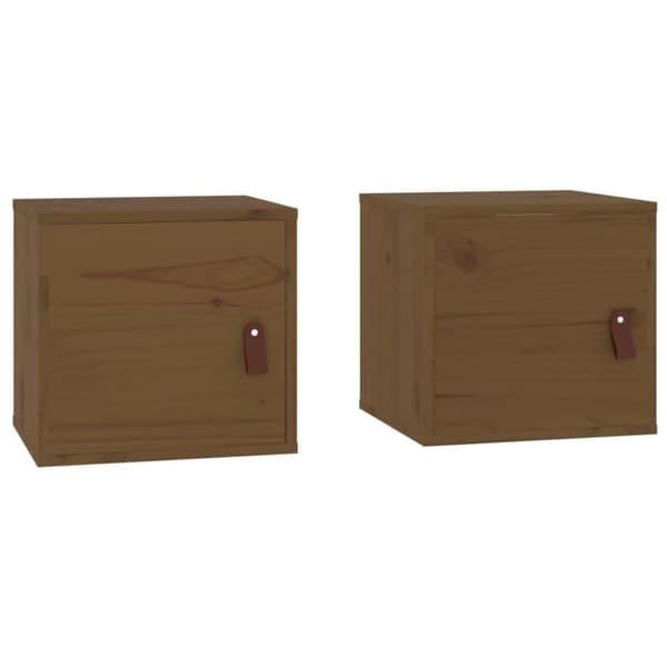 vidaXL vægskabe 2 stk. 31,5x30x30 cm massivt fyrretræ gyldenbrun