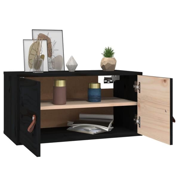 vidaXL vægskabe 2 stk. 60x30x30 cm massivt fyrretræ sort