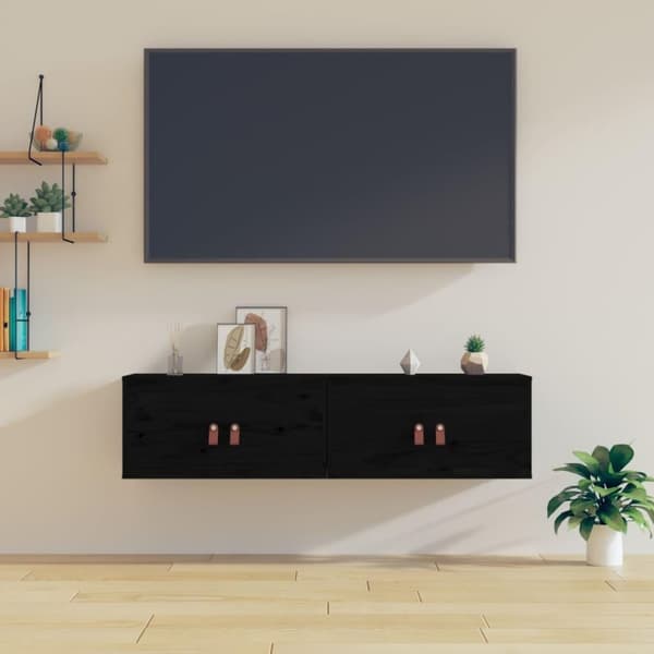 vidaXL vægskabe 2 stk. 60x30x30 cm massivt fyrretræ sort