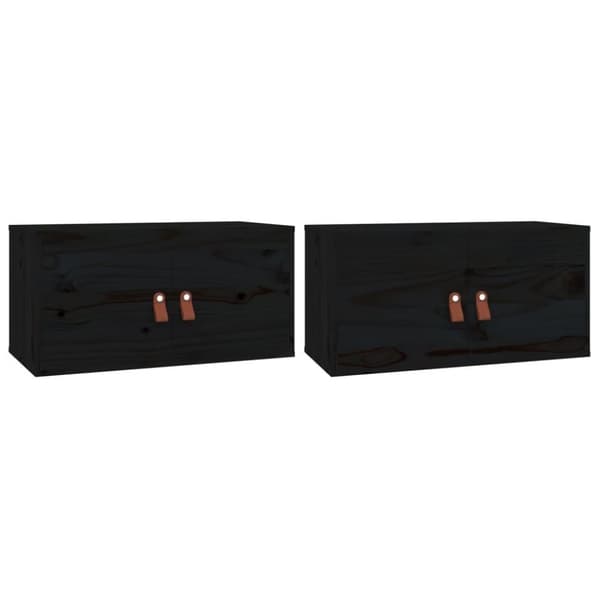 vidaXL vægskabe 2 stk. 60x30x30 cm massivt fyrretræ sort