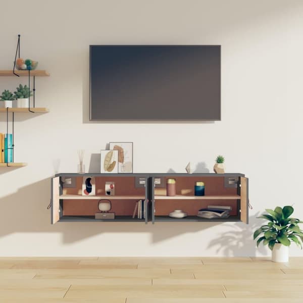vidaXL vægskabe 2 stk. 60x30x30 cm massivt fyrretræ grå