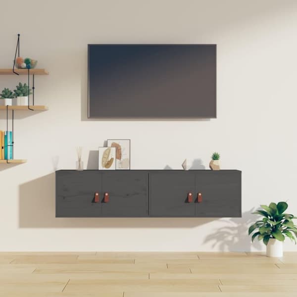 vidaXL vægskabe 2 stk. 60x30x30 cm massivt fyrretræ grå