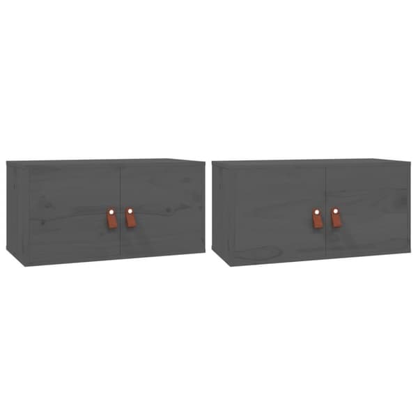 vidaXL vægskabe 2 stk. 60x30x30 cm massivt fyrretræ grå