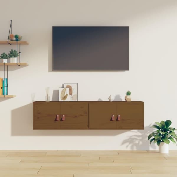 vidaXL vægskabe 2 stk. 60x30x30 cm massivt fyrretræ gyldenbrun