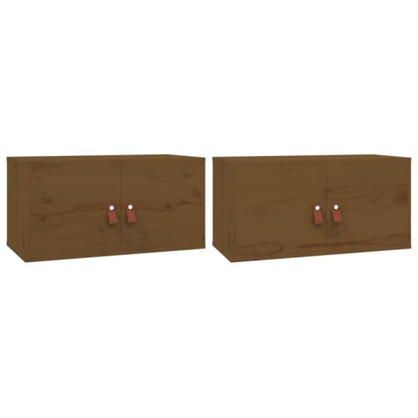 vidaXL vægskabe 2 stk. 60x30x30 cm massivt fyrretræ gyldenbrun