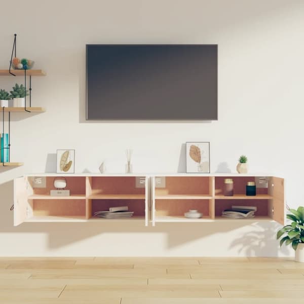 vidaXL Seinäkaapit 2 kpl valkoinen 80x30x30 cm täysi mänty