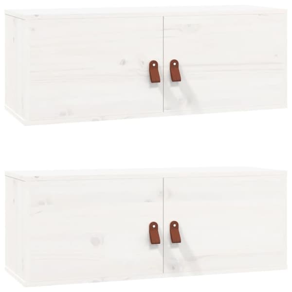 vidaXL Seinäkaapit 2 kpl valkoinen 80x30x30 cm täysi mänty