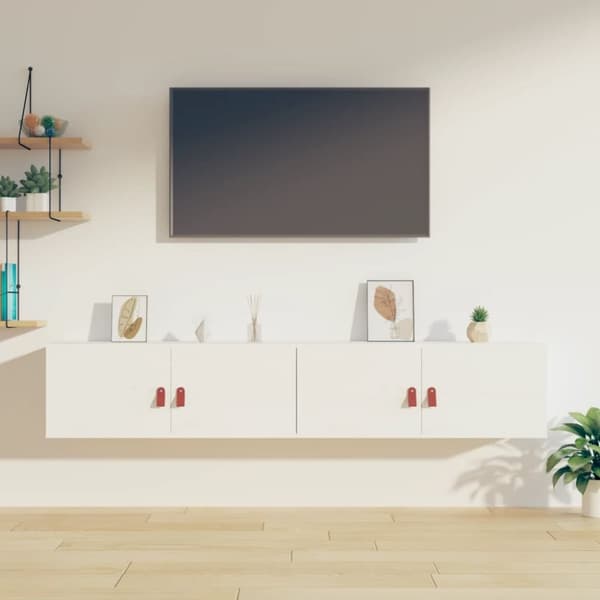 vidaXL Seinäkaapit 2 kpl valkoinen 80x30x30 cm täysi mänty