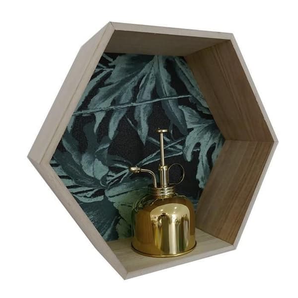 Hexagonal hylla i trä 30 x 26 x 10 cm
