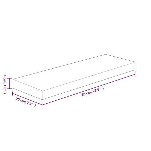 vidaXL Hylleplate 60x20x4 cm ubehandlet heltre eik