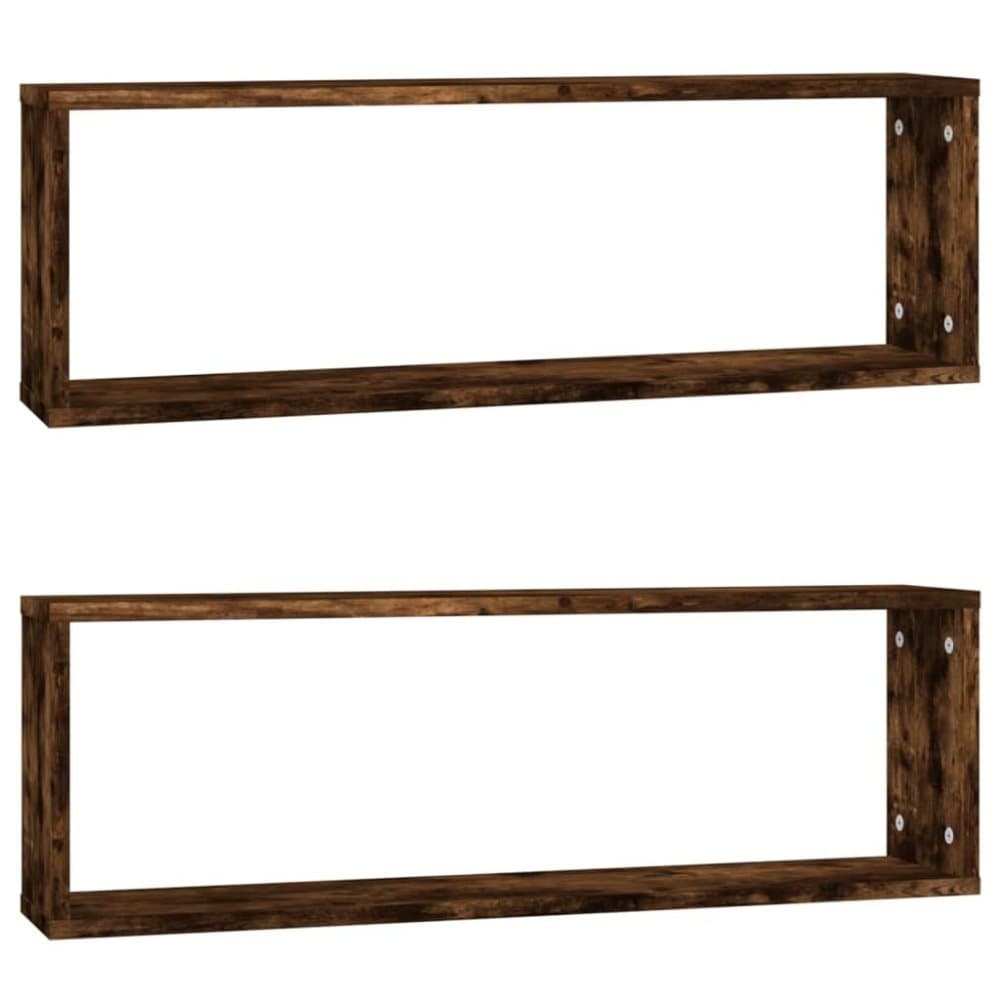 vidaXL Vägghyllor 2 st rökfärgad ek 80x15x26,5 cm konstruerat trä