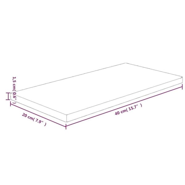 vidaXL Hyllplan 40x20x1,5 cm obehandlad massiv ek