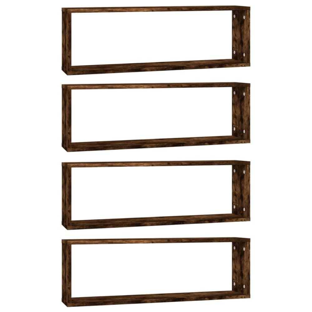 vidaXL Vägghyllor 4 st rökfärgad ek 80x15x26,5 cm konstruerat trä