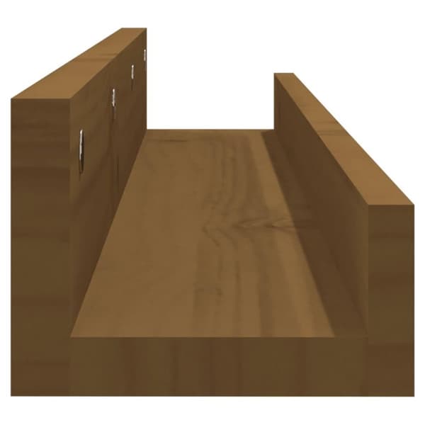 vidaXL væghylder 2 stk. 80x12x9 cm massivt fyrretræ gyldenbrun