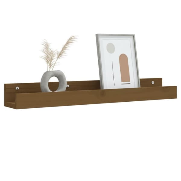 vidaXL væghylder 2 stk. 80x12x9 cm massivt fyrretræ gyldenbrun