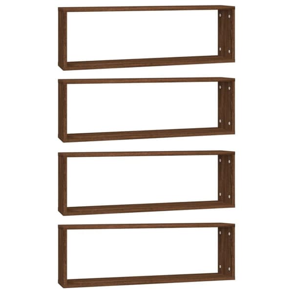 vidaXL væghylder 4 stk. 80x15x26,5 cm konstrueret træ brunt egetræ