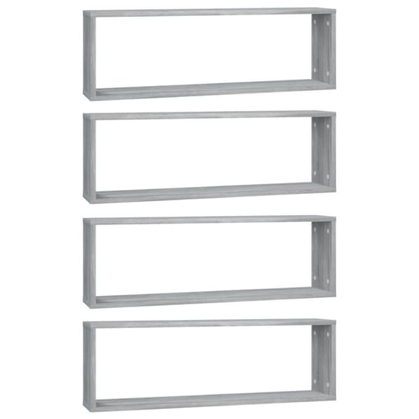 vidaXL væghylder 4 stk. 80x15x26,5 cm konstrueret træ grå sonoma-eg