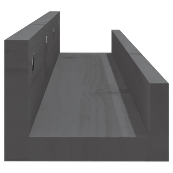 vidaXL væghylder 2 stk. 80x12x9 cm massivt fyrretræ grå
