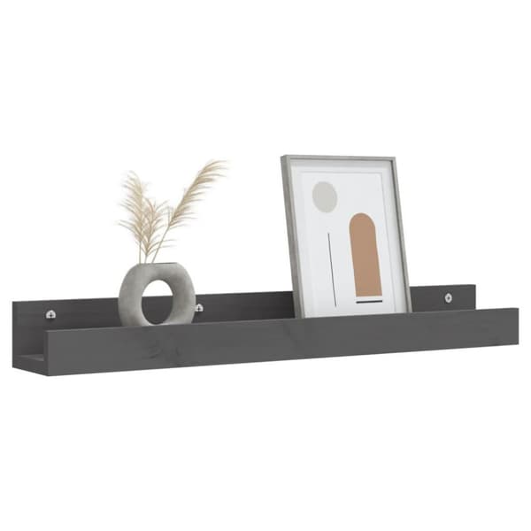 vidaXL væghylder 2 stk. 80x12x9 cm massivt fyrretræ grå