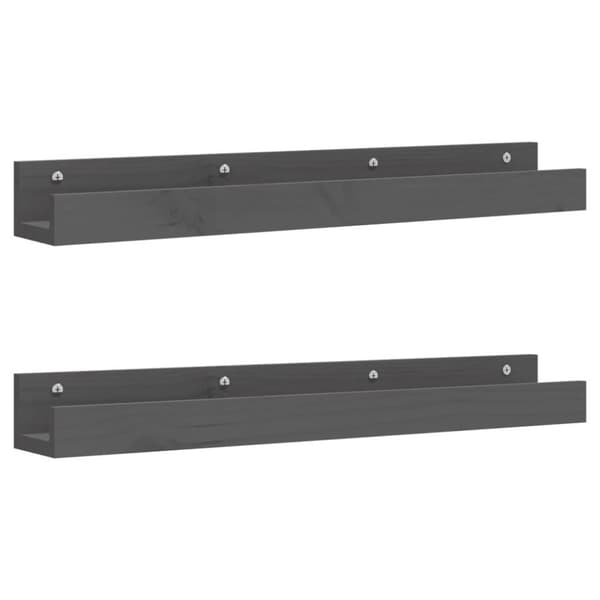 vidaXL væghylder 2 stk. 80x12x9 cm massivt fyrretræ grå