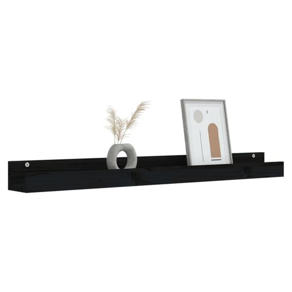 vidaXL væghylder 2 stk. 110x12x9 cm massivt fyrretræ sort