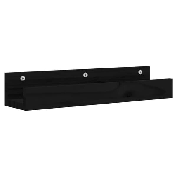 vidaXL væghylder 2 stk. 50x12x9 cm massivt fyrretræ sort