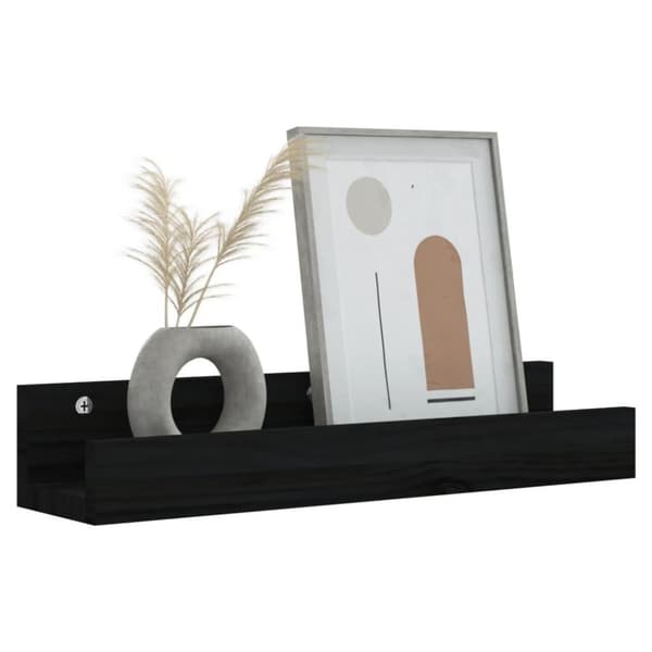 vidaXL væghylder 2 stk. 50x12x9 cm massivt fyrretræ sort