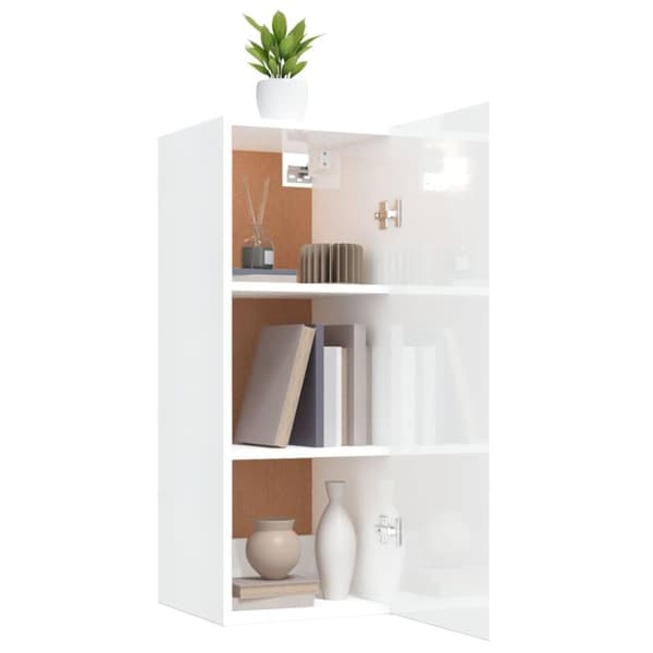 vidaXL vægskab 34,5x34x90 cm konstrueret træ hvid højglans