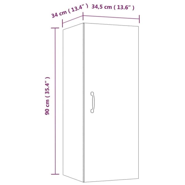 vidaXL vægskab 34,5x34x90 cm konstrueret træ hvid højglans