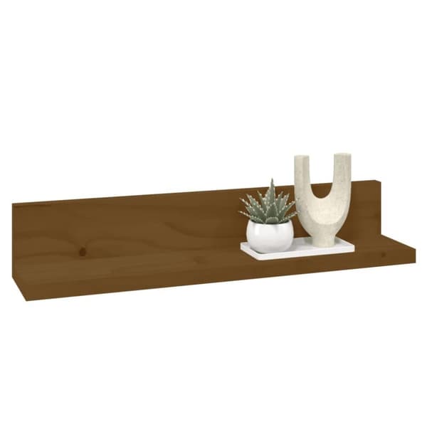 vidaXL væghylder 2 stk. 50x11x9 cm massivt fyrretræ gyldenbrun