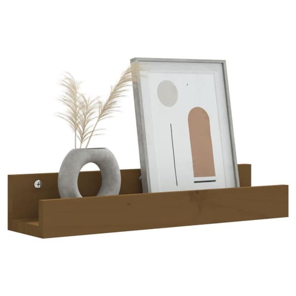 vidaXL væghylder 2 stk. 50x12x9 cm massivt fyrretræ gyldenbrun