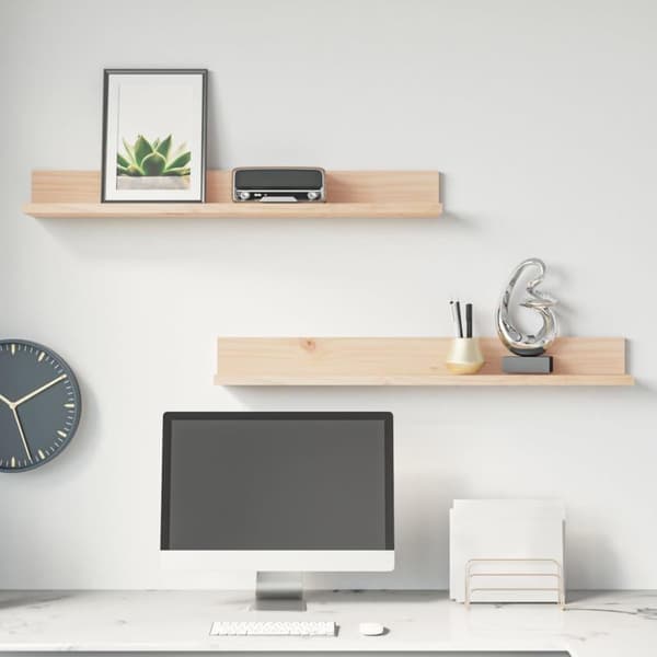 vidaXL Seinähyllyt 2 kpl 80x11x9 cm täysi mänty