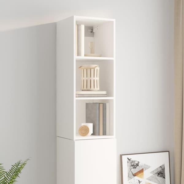 vidaXL vægskab 34,5x32,5x90 cm konstrueret træ hvid højglans