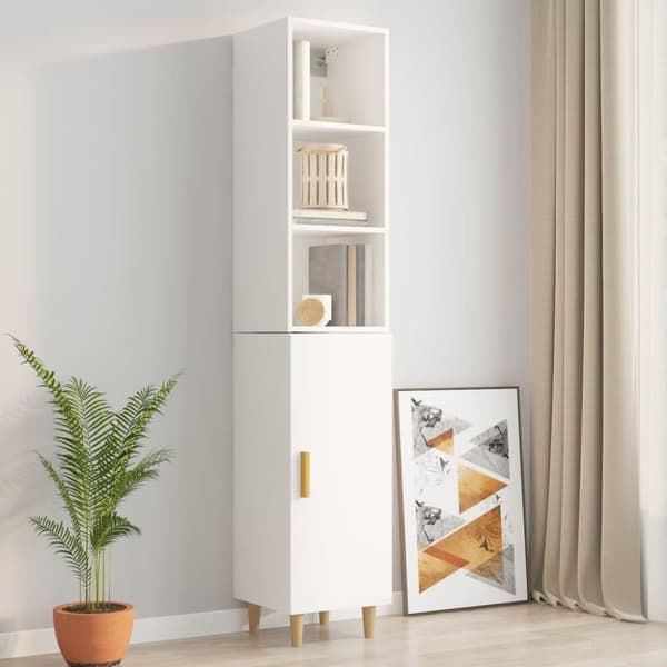 vidaXL vægskab 34,5x32,5x90 cm konstrueret træ hvid højglans