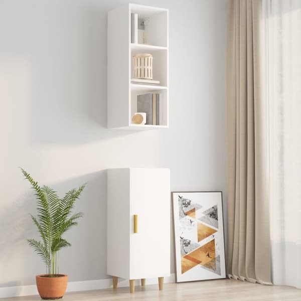 vidaXL vægskab 34,5x32,5x90 cm konstrueret træ hvid højglans