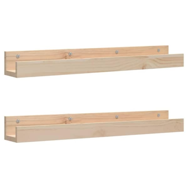 vidaXL Seinähyllyt 2 kpl 80x12x9 cm täysi mänty