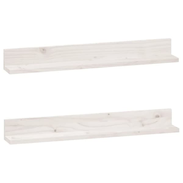 vidaXL væghylder 2 stk. 80x11x9 cm massivt fyrretræ hvid