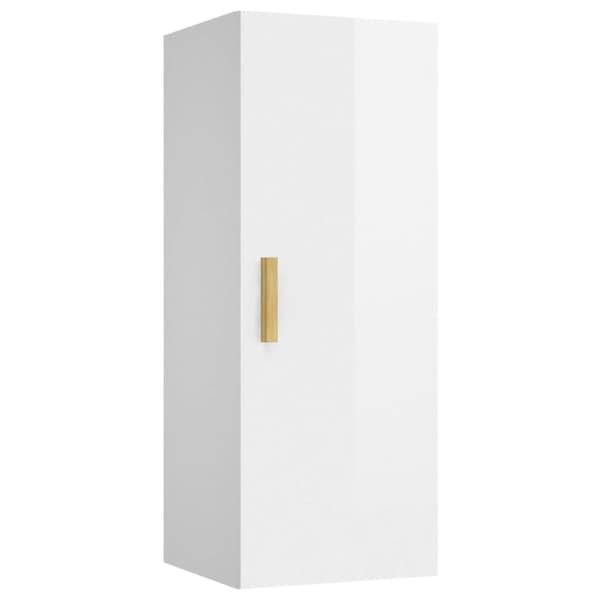 vidaXL vægskab 34,5x34x90 cm konstrueret træ hvid højglans