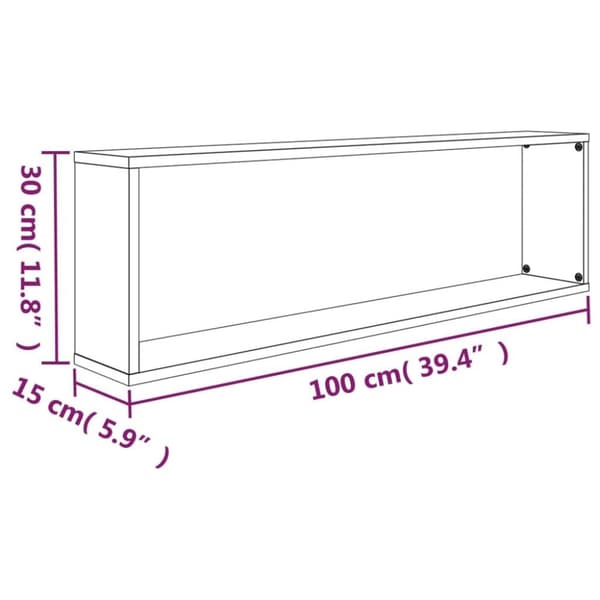 vidaXL Seinäkuutiohyllyt 4 kpl harmaa Sonoma 100x15x30 cm tekninen puu