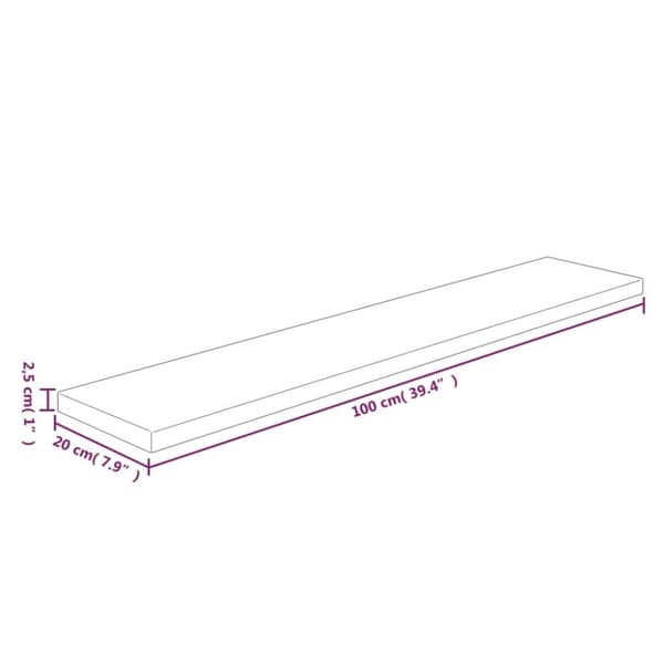 vidaXL hyldeplade 100x20x2,5 cm ubehandlet massivt egetræ