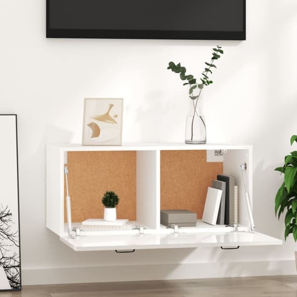 vidaXL vægskab 80x36,5x35 cm konstrueret træ hvid højglans